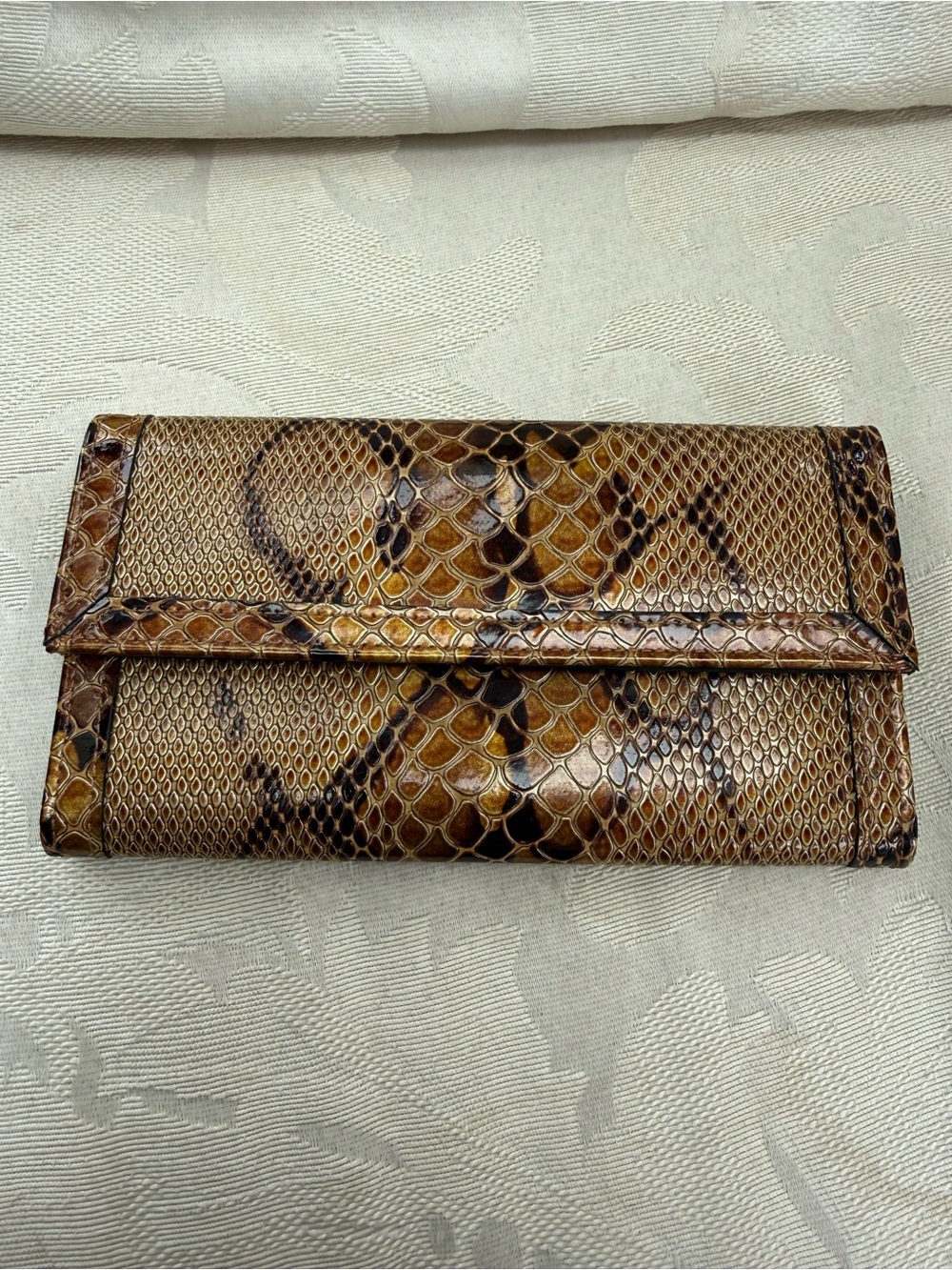 Brown Snake-Print Women’s Clutch Wallet